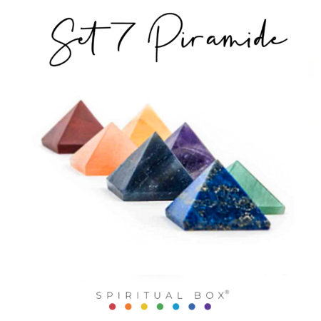 Set 7 Piramide 2 cm – Cristale Jasp Roșu, Carneol, Aventurin Galben, Aventurin Verde, Ametist, Sodalit, Cristal de Stâncă – Echilibru Energetic și Vindecare