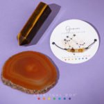 Kit Gemeni – Cristal Vârf Ochi de Tigru, Brățară cu Cristale Naturale și Agat Cărămiziu