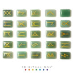 Set Rune Din Aventurin Verde 25 Piese – Cristale Naturale Gravate