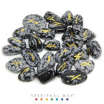 Set Rune Din Obsidian Fulg de Nea 25 Piese – Cristale Naturale Rulate Gravate