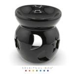 Vas Aromaterapie din Ceramică – Model Celest, Rotund, Negru – 7,5 cm
